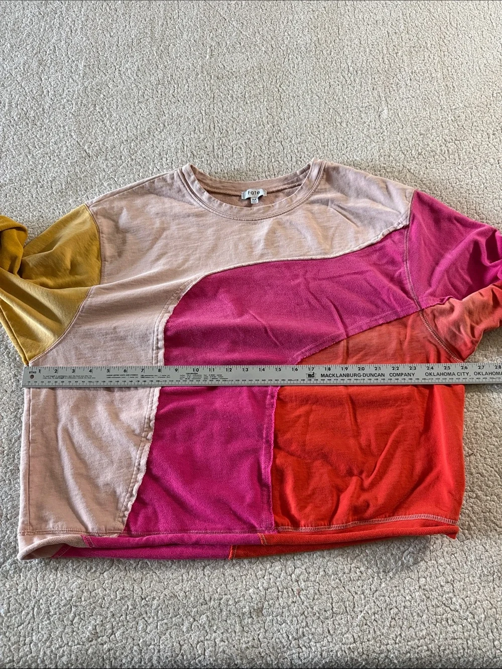 Fate Colorblock Scoop Neck Sweater in Pink, Orange, Yellow and Cream 100% Cotton